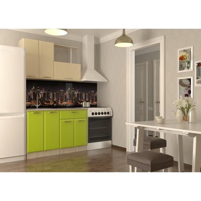 Кухонный гарнитур прямой Акация 25, 1200 мм, цвет Ваниль/Лайм