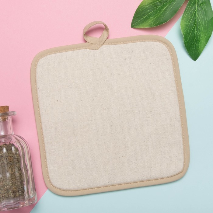 Прихватка полулён "Приятного аппетита" 18х18 см,160 г/м2, 50% лён,50% хлопок, шелкография