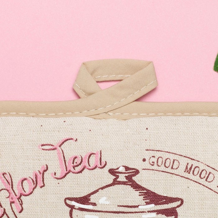 Прихватка полулён "Хрюша с бантиком" 18х18 см,160 г/м2, 50% лён,50% хлопок, шелкография