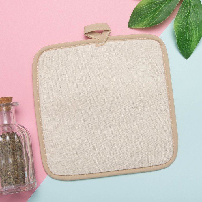 Прихватка полулён "Хрюша с бантиком" 18х18 см,160 г/м2, 50% лён,50% хлопок, шелкография