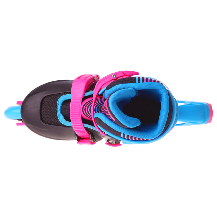 Роликовые коньки раздвижные, колеса PVC 64 мм, пластиковая рама, black/blue/pink р.34-37
