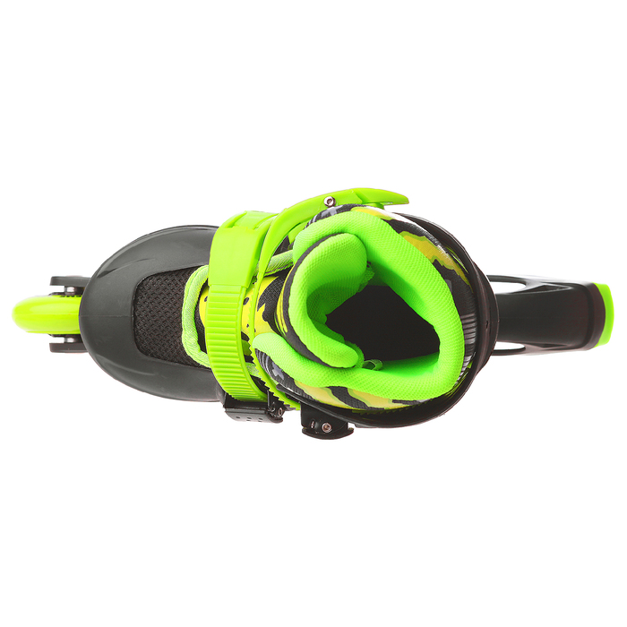 Роликовые коньки раздвижные, колеса PVC 64 мм, пластиковая рама, black/green р.34-37