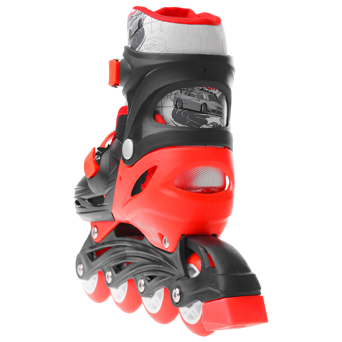 Роликовые коньки раздвижные, колеса PVC 64 мм, пластиковая рама, black/red р.34-37