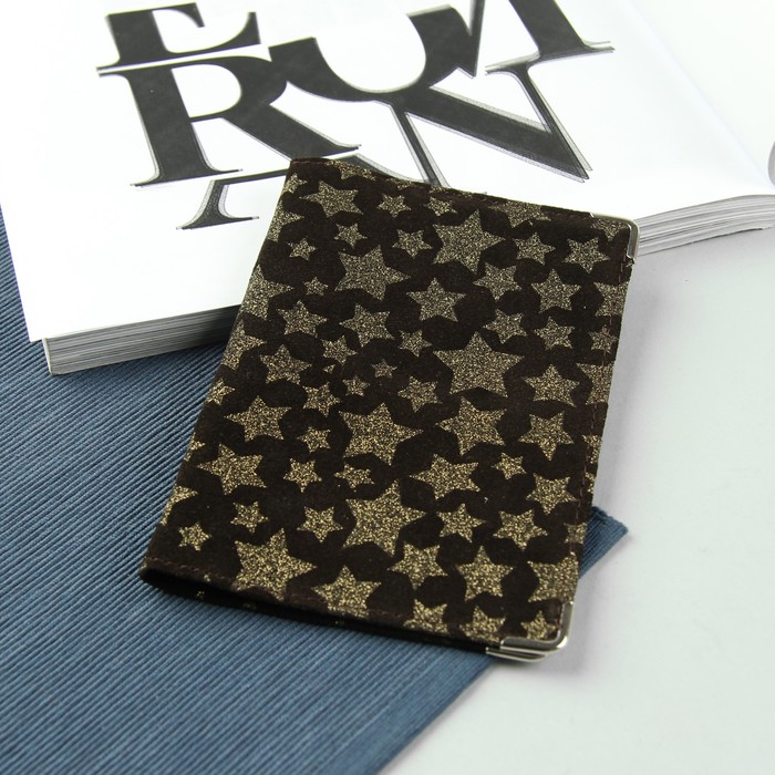 Обложка для паспорта "Звёзды", цвет коричневый/золотой