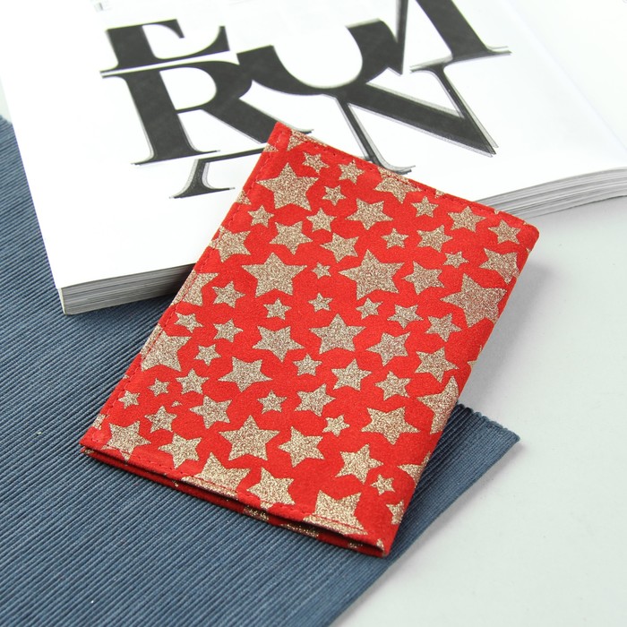 Обложка для паспорта "Звёзды", цвет красный/золотой