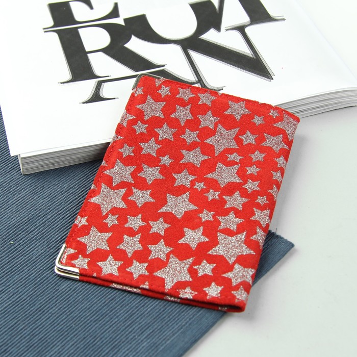Обложка для паспорта "Звёзды", цвет красный/серебристый