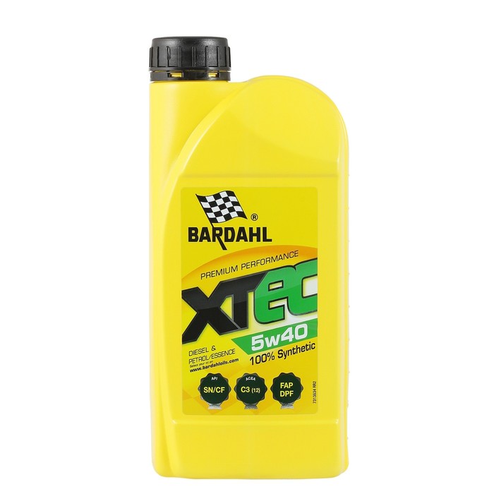 Масло моторное Bardahl 5W-40 XTEC SN/CF 36341, синтетика, 1 л масло моторное bardahl 0w 20 xtec v a1 b1 36811 синтетика 1 л