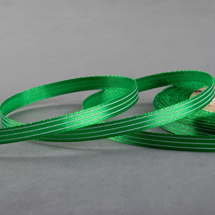 Лента атласная "Полосы", 6мм, 23±1м, №19, цвет белый/синий