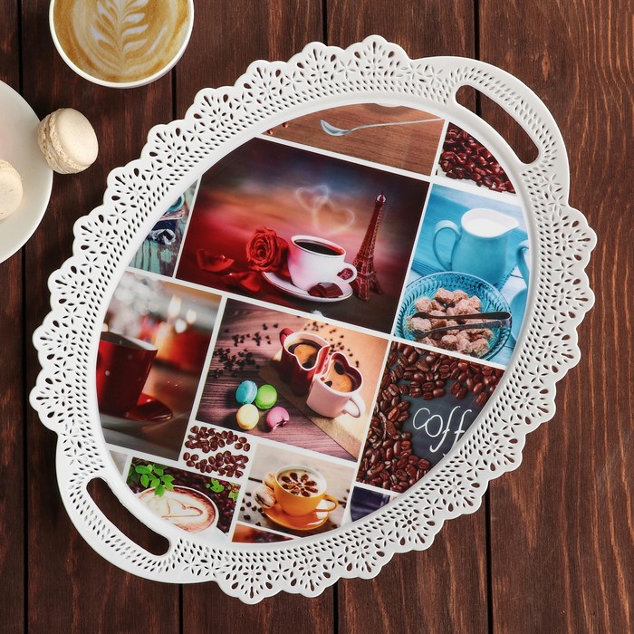 Поднос овальный "Ажурная кайма", цвета МИКС