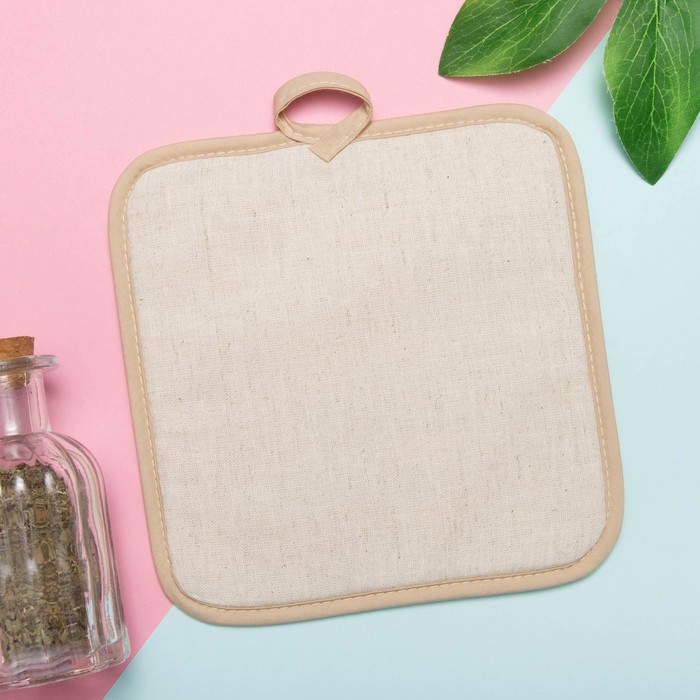 Прихватка полулён "Рецепты Хрюшки" 18х18 см,160 г/м2, 50% лён,50% хлопок, шелкография