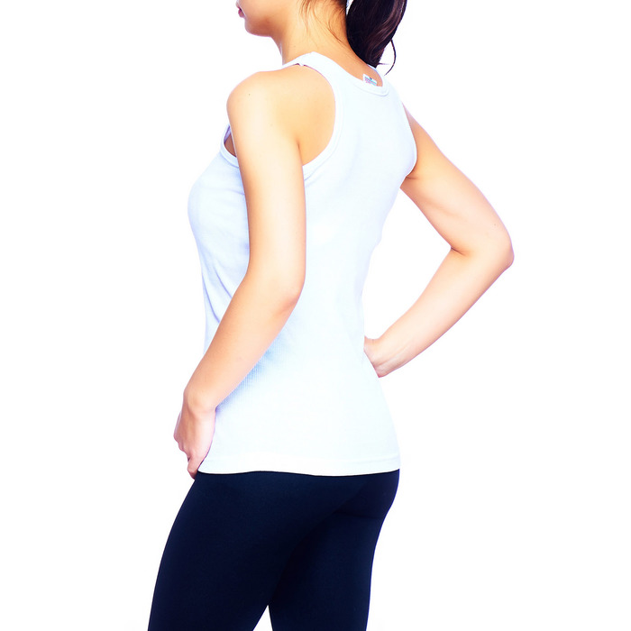 Майка женская однотонная на широких бретельках 7356 цвет белый, р-р M