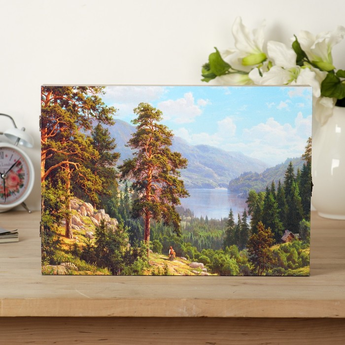 Ключница на холсте Элегант "Горный пейзаж" 34х24х6 см