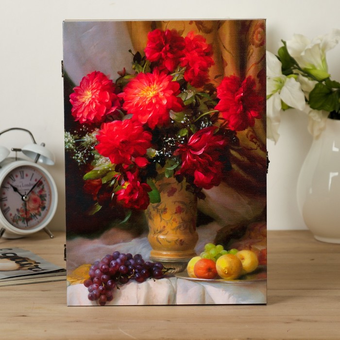 Ключница на холсте Элегант "Георгины" 34х24х6 см