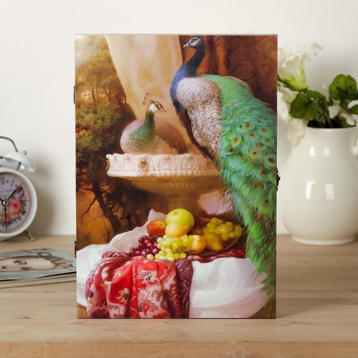 Ключница на холсте Элегант "Павлины" 34х24х6 см