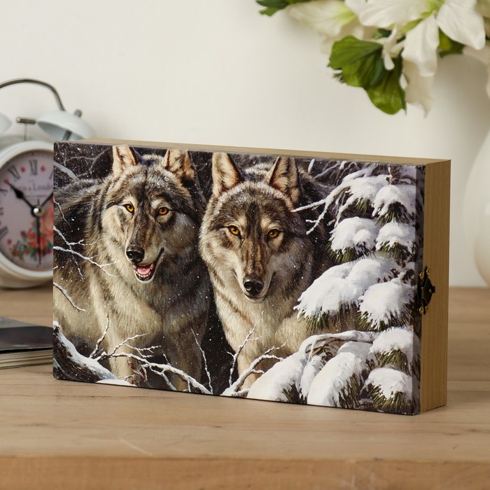 Ключница на холсте Элегант "Разбойники" 24х14х5 см