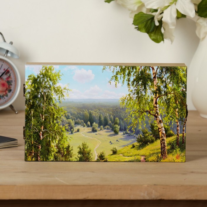 Ключница на холсте Элегант "Березовая долина" 24х14х5 см