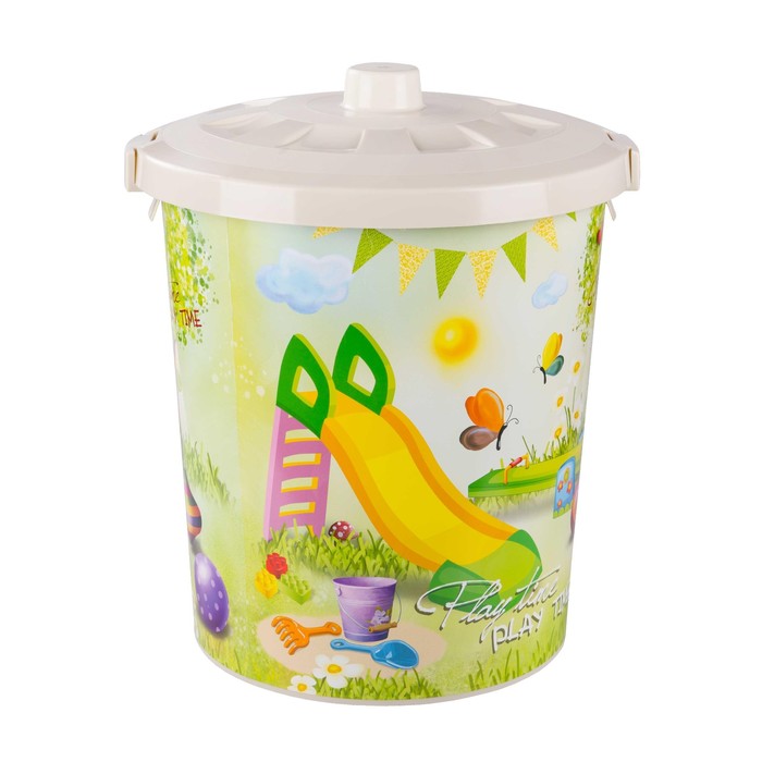 Контейнер "Мир игрушек" с крышкой, круглый, 40 л