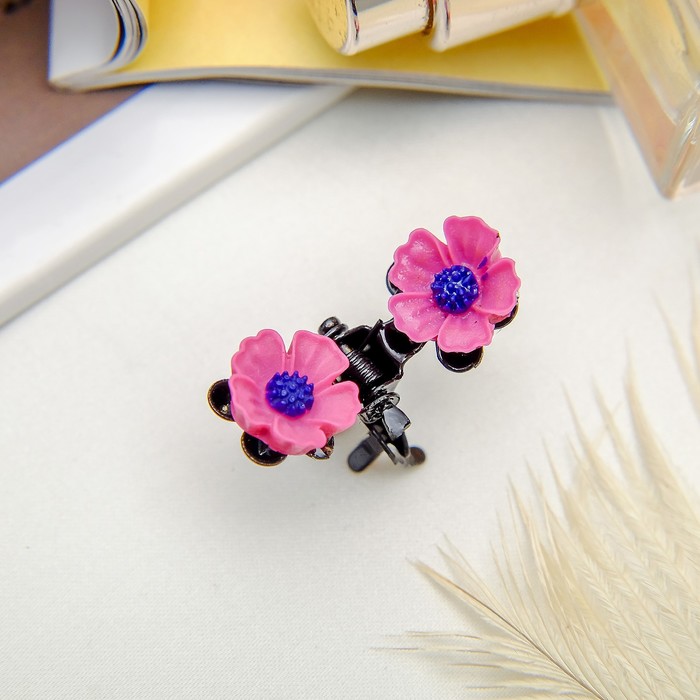 Краб для волос "Цветочный рай" 1,2 см василек, микс