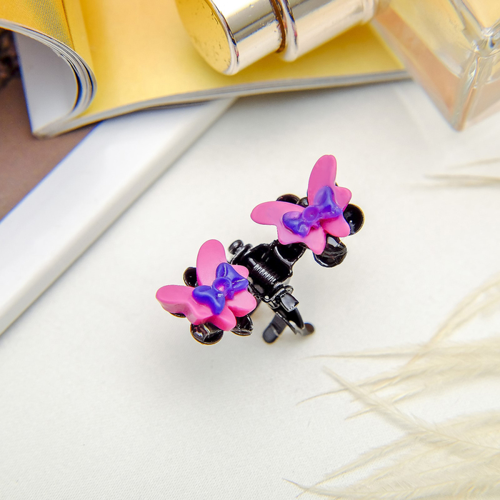 Краб для волос "Цветочный рай" 1,2 см бабочка, микс