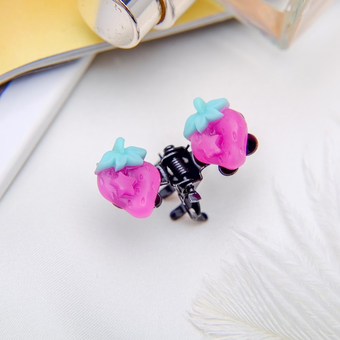 Краб для волос "Мармелад" 1,2 см клубничка, микс