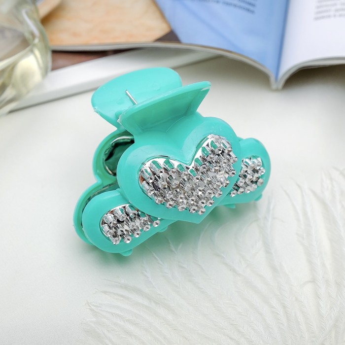 Краб для волос "Сердце блеск" 6 см микс