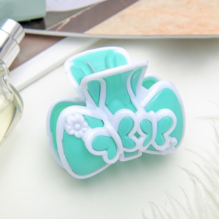 Краб для волос "Кантик" 5,7 см бабочки белый,микс