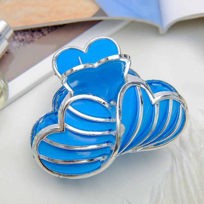 Краб для волос "Кантик серебро" 8 см волна микс