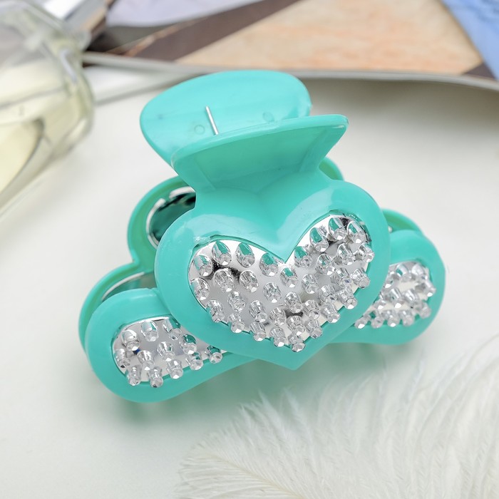 Краб для волос "Сердце блеск" 8 см микс