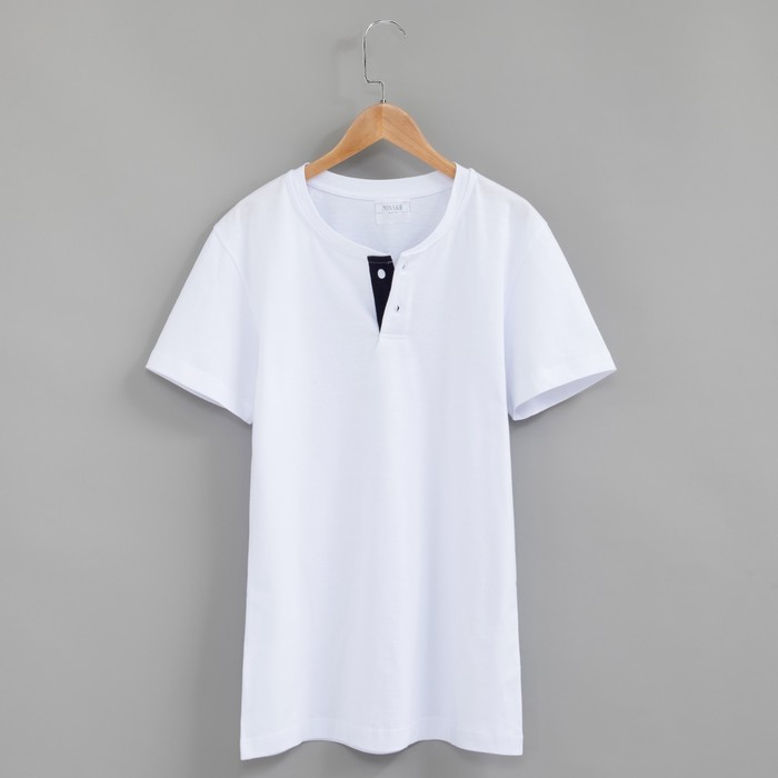 Футболка мужская на пуговицах MINAKU, размер 52, цвет белый