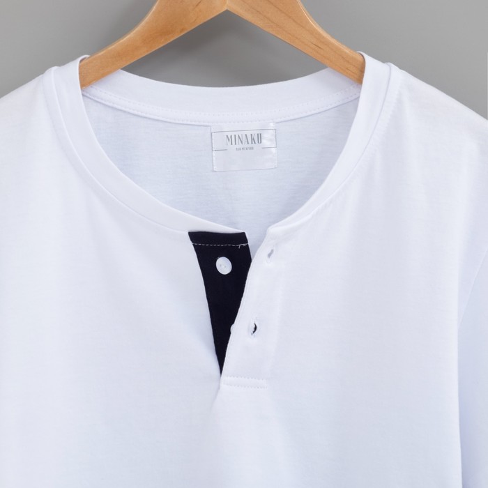 Футболка мужская на пуговицах MINAKU, размер 52, цвет белый