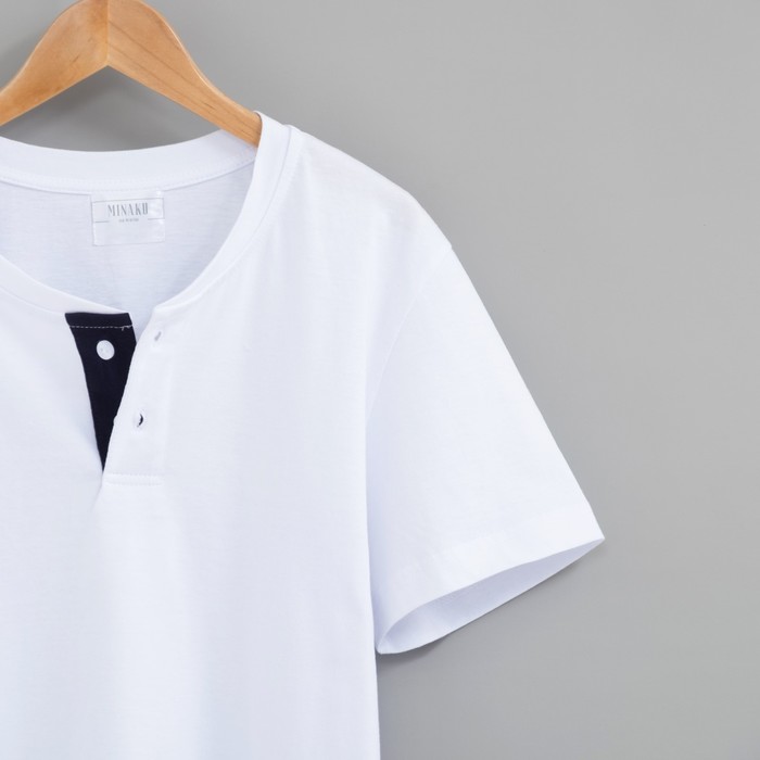 Футболка мужская на пуговицах MINAKU, размер 54, цвет белый