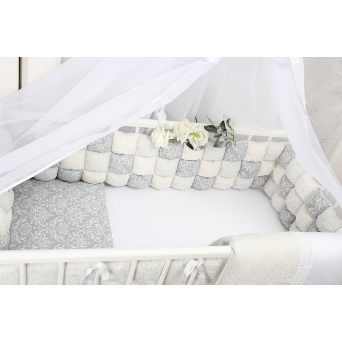 Комплект в кроватку "Сказка", 6 предметов, цвет серый