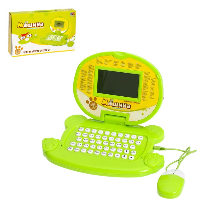 Компьютер обучающий "Мишка" с мышкой, 120 заданий, 2 языка: русский, английский