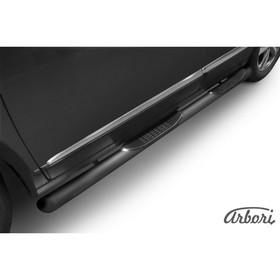 Защита штатных порогов Arbori d76 с проступью со скосами 45 градусов завальцованные черная Haval H6 2014- Бишкек Защита штатных порогов Arbori d76 с проступью со скосами 45 градусов завальцованные черная Haval H6 2014- Ош