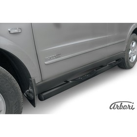 

Защита штатных порогов Arbori d76 с проступями SSANGYONG Kyron 2007-чёрн.
