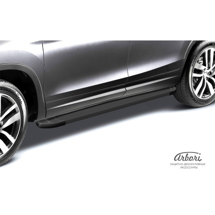Защита штатных порогов алюминиевый профиль Arbori "Optima Black" 1700 черная CHEVROLET CAPTIVA 2013-