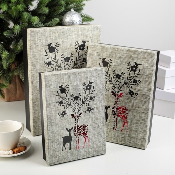 Набор коробок 3в1 "Оленята", 32 х 23 х 7 - 24 х 17 х 5 см