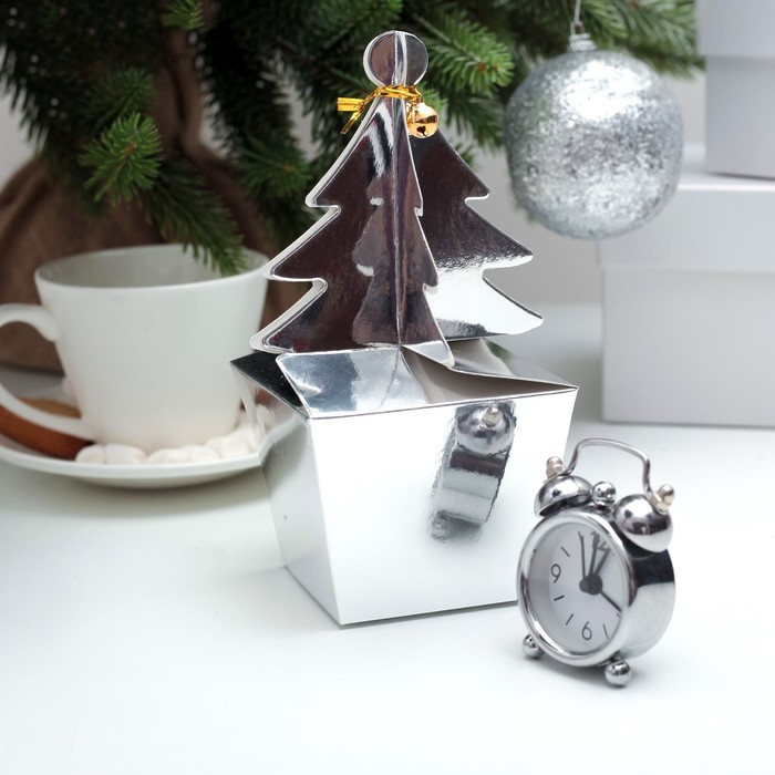 Коробка сборная "Елочка", серебро, 8 х 8 х 6,5 см