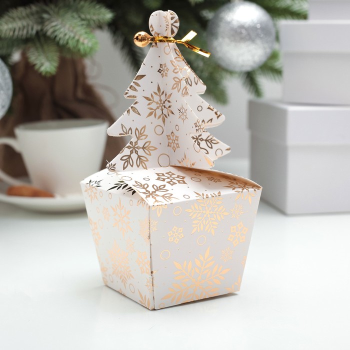 Коробка сборная "Снегопад", 8 х 8 х 6,5 см