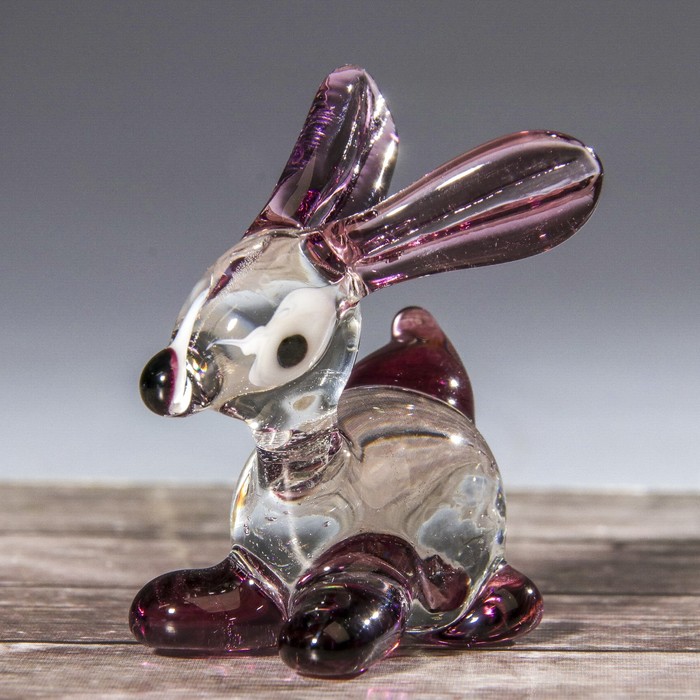 Сувенир стекло средняя фигурка "Заяц" 5х5х4 см МИКС