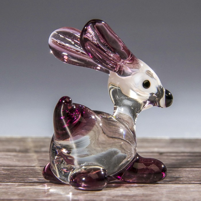 Сувенир стекло средняя фигурка "Заяц" 5х5х4 см МИКС