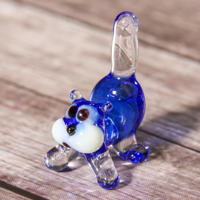 Сувенир стекло микро "Кошка" 3х3х2 см МИКС