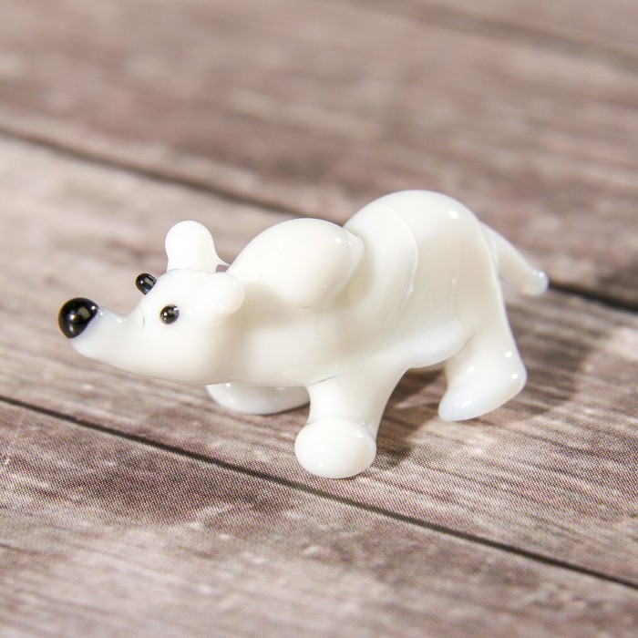 Сувенир стекло микро "Белый медведь"  3х3х2 см