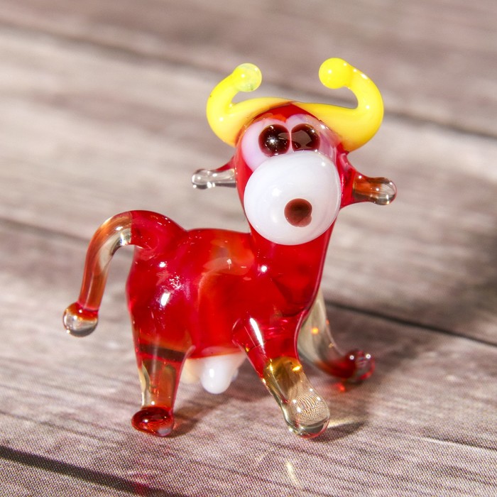 Сувенир стекло микро "Корова" 3х3х2 см МИКС