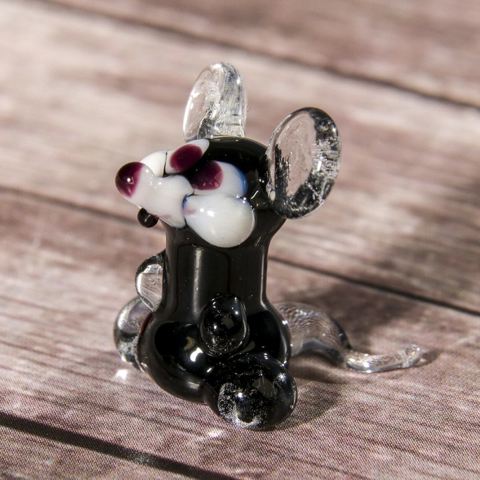 Сувенир стекло микро "Мышка" 3х3х2 см