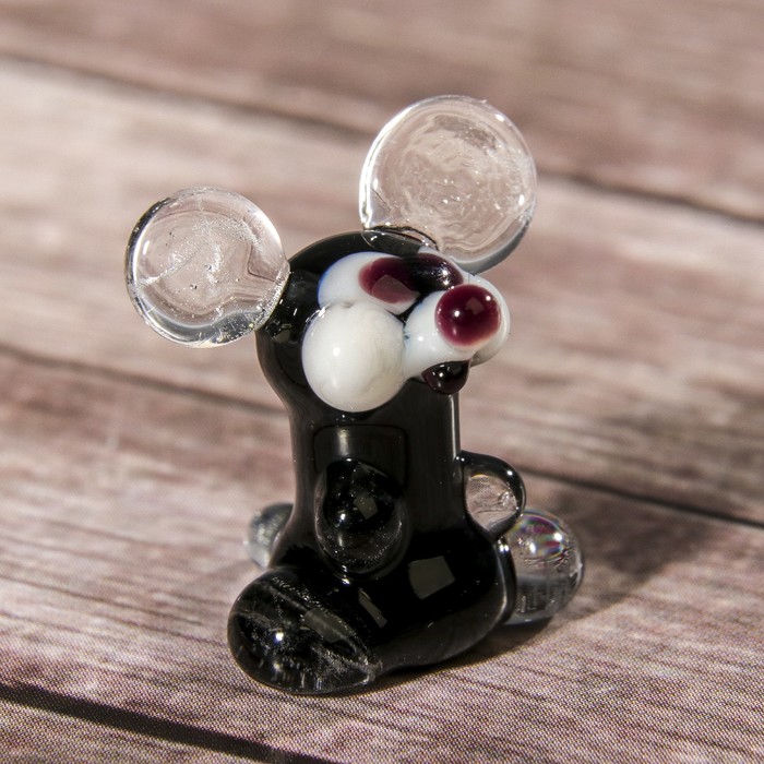 Сувенир стекло микро "Мышка" 3х3х2 см