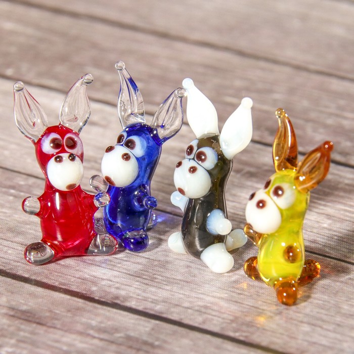 Сувенир стекло микро "Ослик" 3х3х1,5 см МИКС