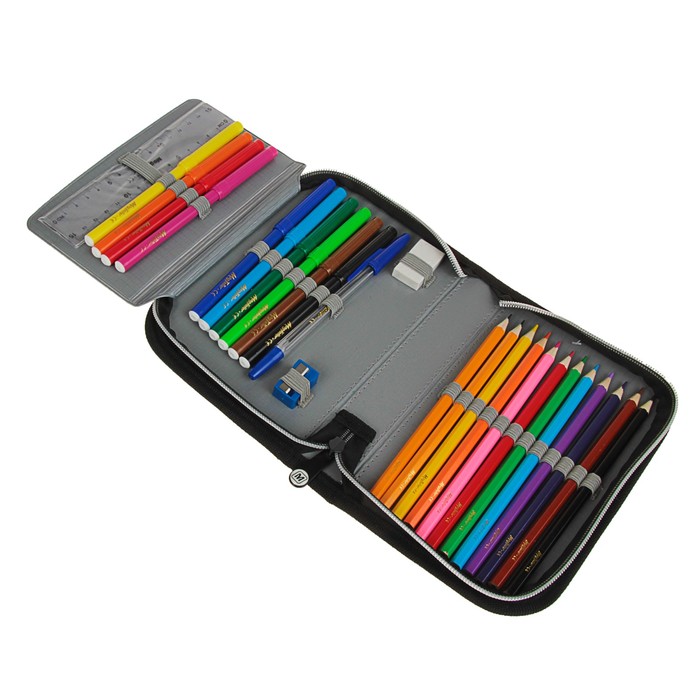 Пенал 1 секция откидная планка 140*205 наполн. лам.карт MagTaller 27 предм Tiger 30216-23