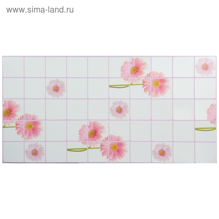 Панель ПВХ Плитка Розовые герберы 955 х 480 мм
