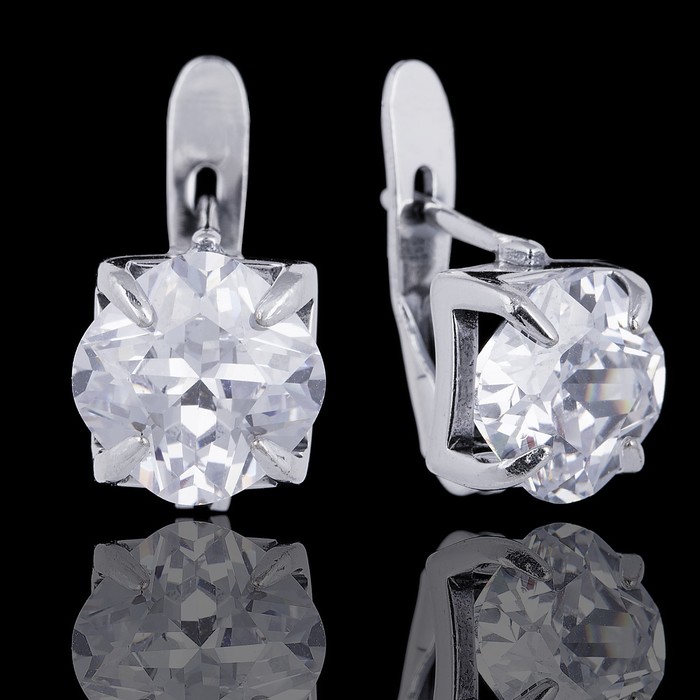 Серьги "Сириус", цвет белый в чернёном серебре